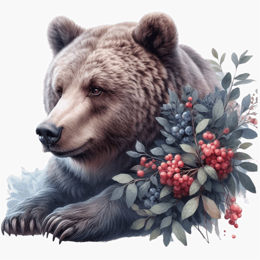 Brown Bear Forest Berries Vinyl Sticker Decal