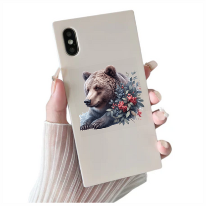 Brown Bear Forest Berries Vinyl Sticker Decal