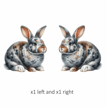 Grey White Brown Spotted Rabbit Vinyl Sticker Decal
