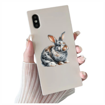 Grey White Brown Spotted Rabbit Vinyl Sticker Decal