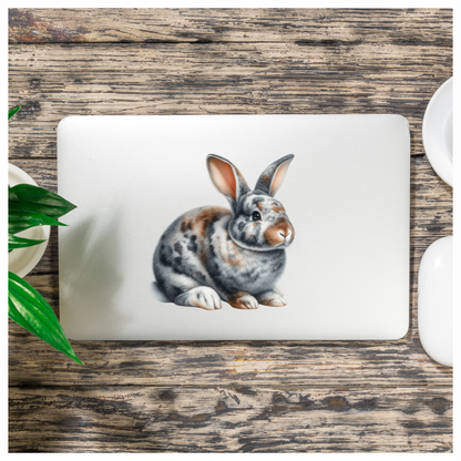 Grey White Brown Spotted Rabbit Vinyl Sticker Decal