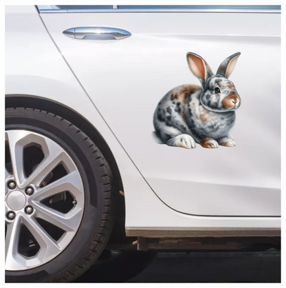 Grey White Brown Spotted Rabbit Vinyl Sticker Decal