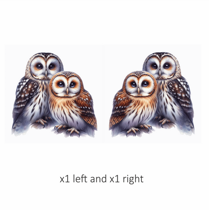 Brown Owl White Owl Together Pair Vinyl Sticker Decal