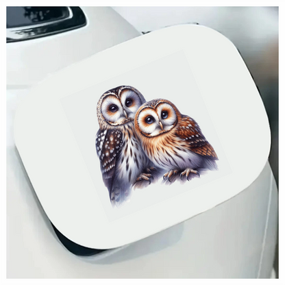 Brown Owl White Owl Together Pair Vinyl Sticker Decal