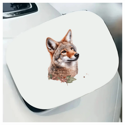 Brown Coyote Realistic Head Floral Vinyl Sticker Decal