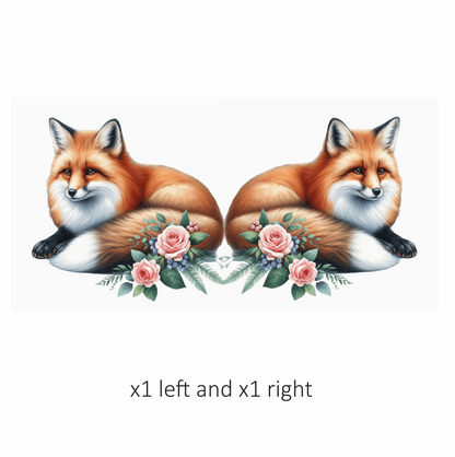 Orange Fox Lying Roses Flowers Vinyl Sticker Decal