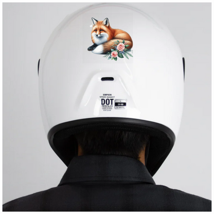 Orange Fox Lying Roses Flowers Vinyl Sticker Decal