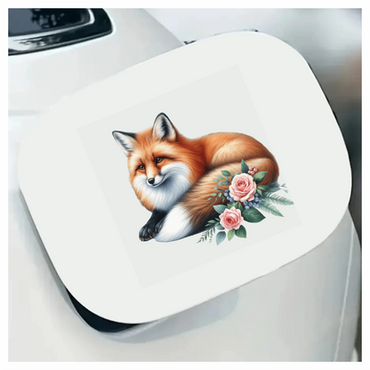Orange Fox Lying Roses Flowers Vinyl Sticker Decal