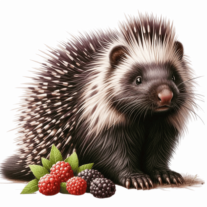 Black Porcupine Berries Leaves Blue Vinyl Sticker Decal