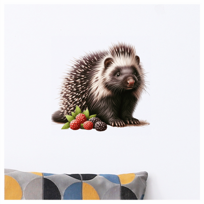 Black Porcupine Berries Leaves Blue Vinyl Sticker Decal