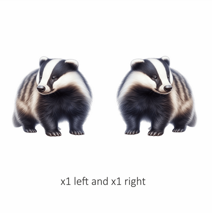 Black White Badger European Wildlife Vinyl Sticker Decal