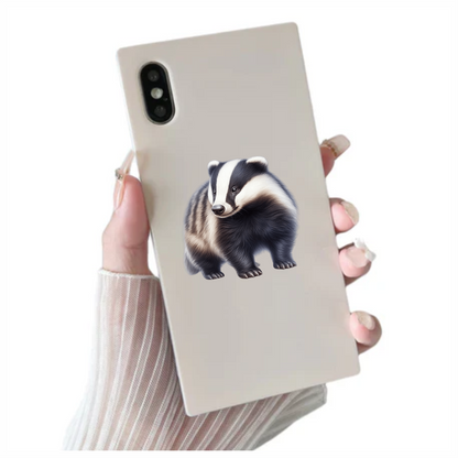 Black White Badger European Wildlife Vinyl Sticker Decal