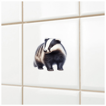 Black White Badger European Wildlife Vinyl Sticker Decal