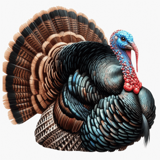 Blue Turkey Wild Bird Feathered Vinyl Sticker Decal
