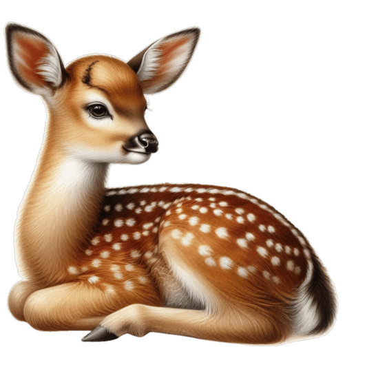 Brown Baby Deer Fawn Sitting Vinyl Sticker Decal