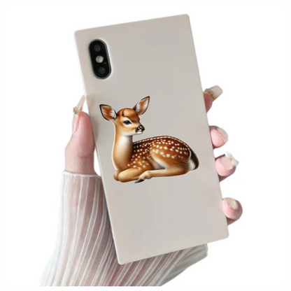 Brown Baby Deer Fawn Sitting Vinyl Sticker Decal