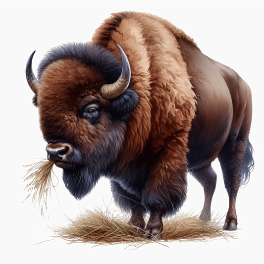 Bison Brown Animal Grazing Hay Vinyl Sticker Decal