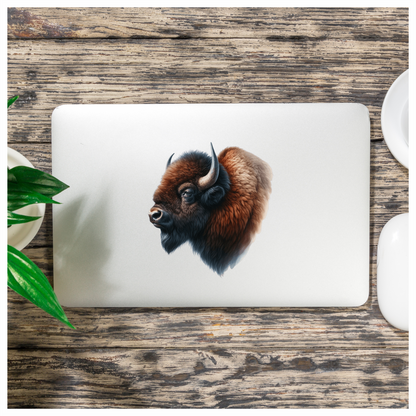 Bison Brown Fur Head Vinyl Sticker Decal