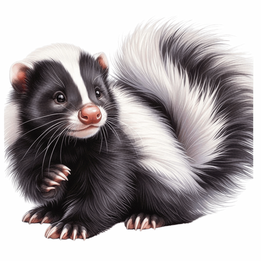Skunk Black White Fur Tail Vinyl Sticker Decal