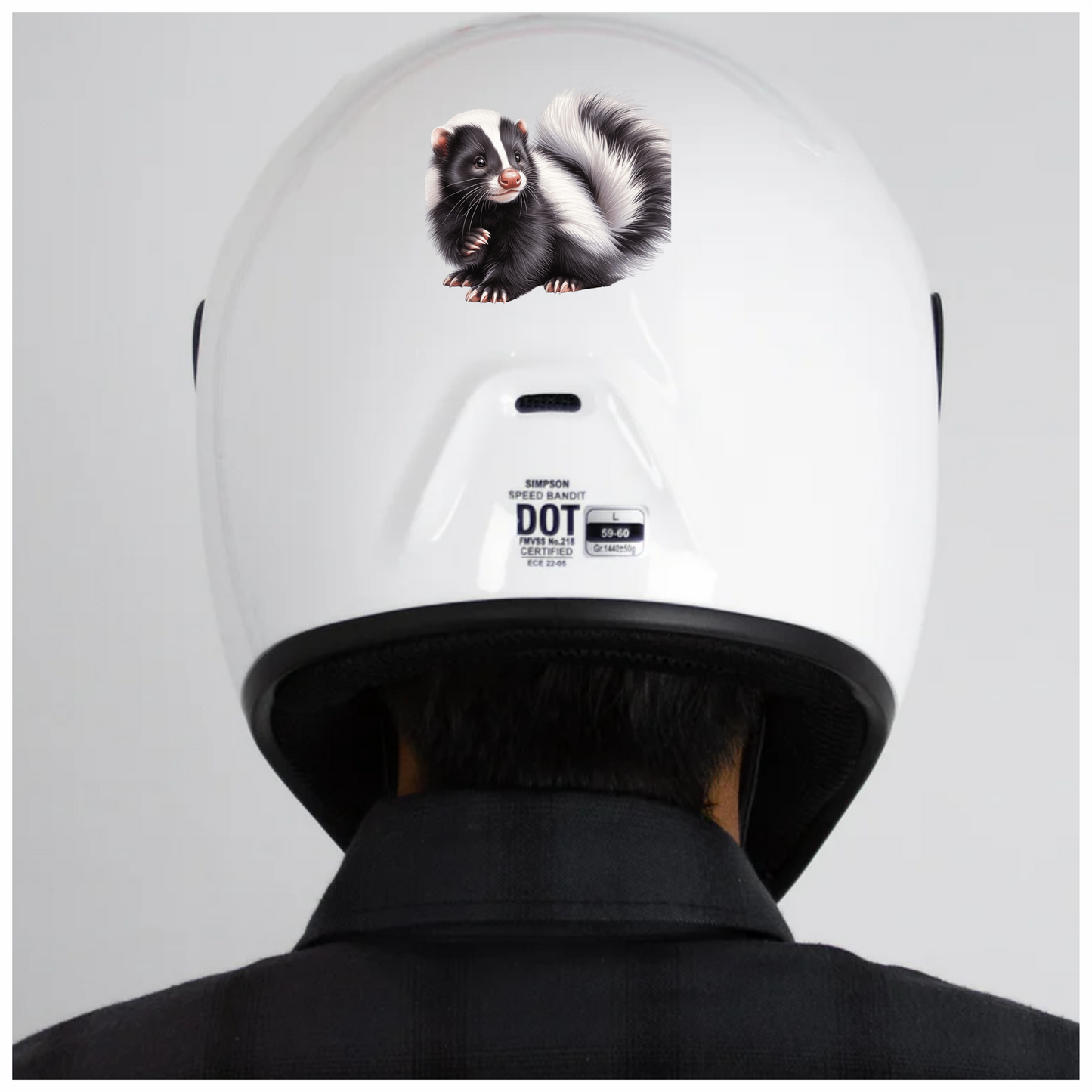 Skunk Black White Fur Tail Vinyl Sticker Decal
