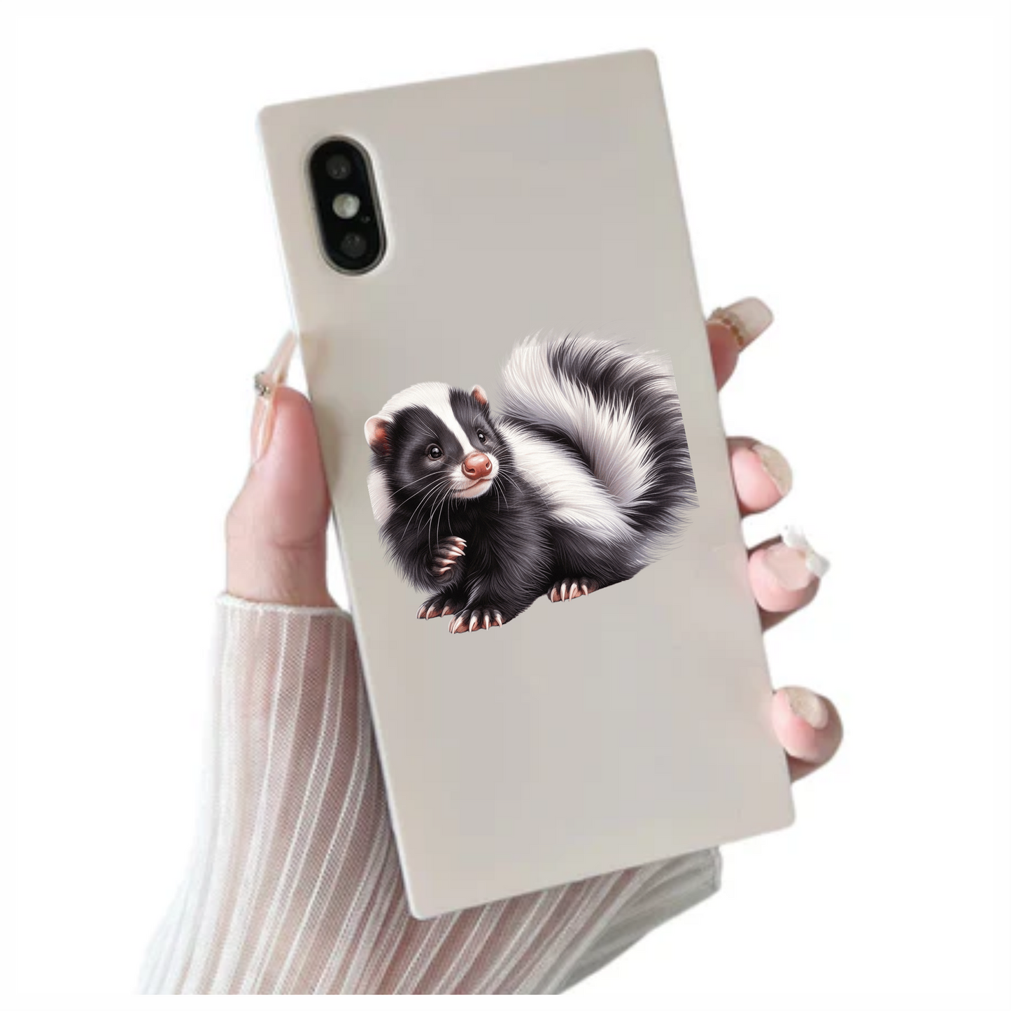 Skunk Black White Fur Tail Vinyl Sticker Decal