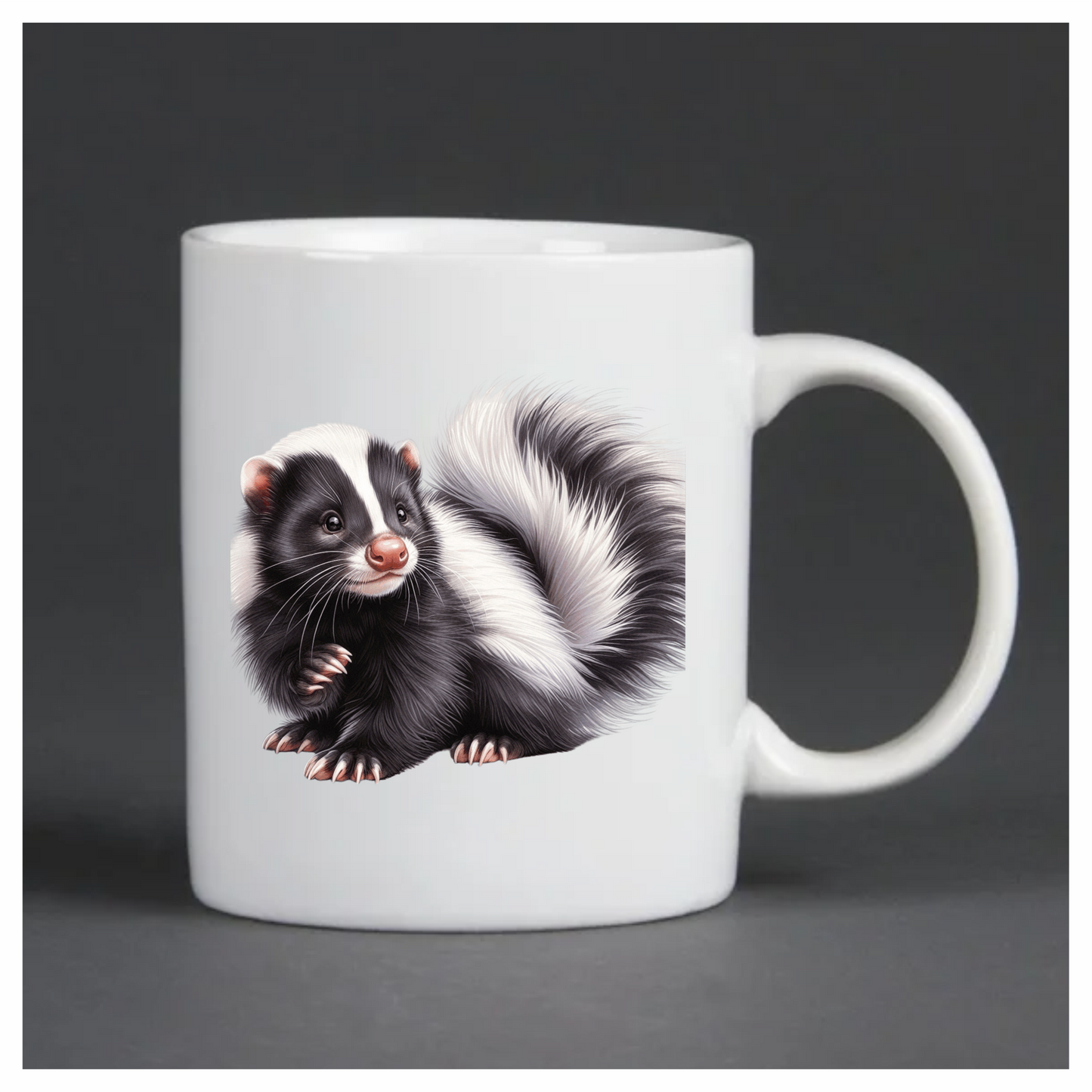 Skunk Black White Fur Tail Vinyl Sticker Decal