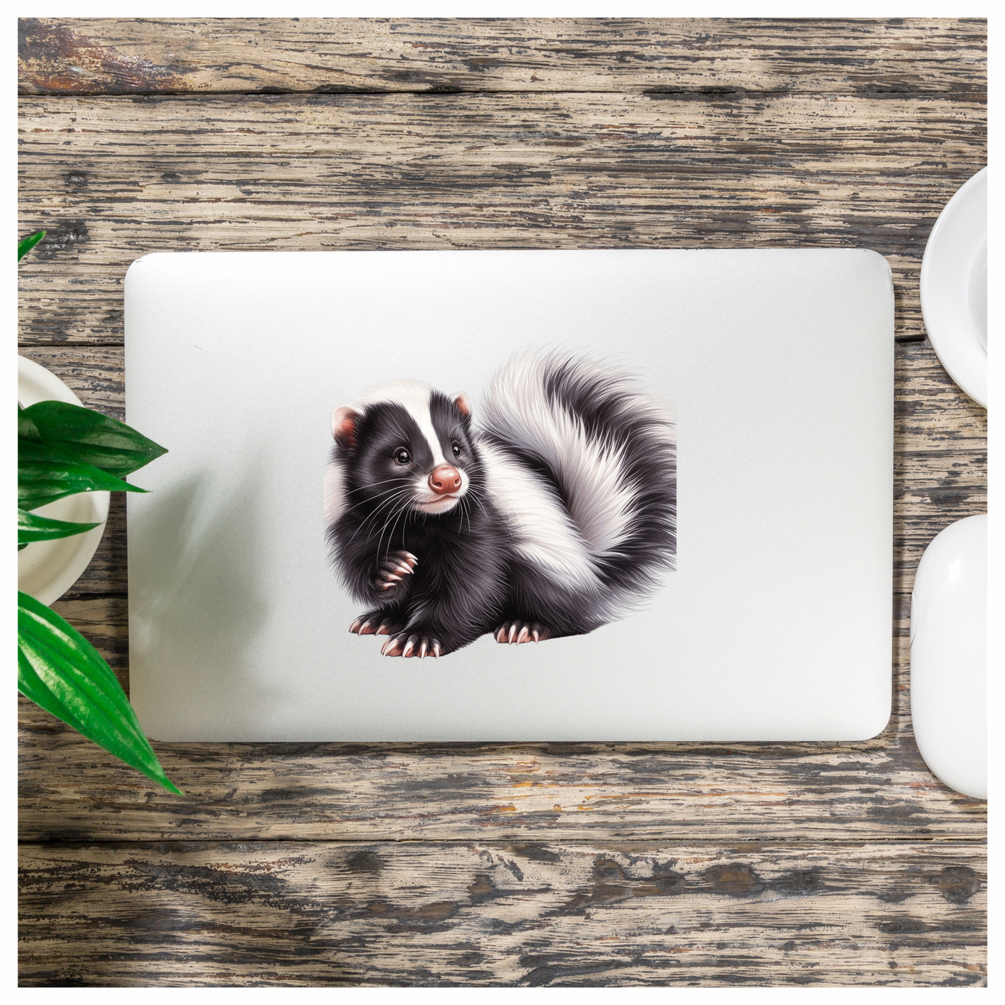 Skunk Black White Fur Tail Vinyl Sticker Decal