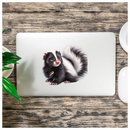 Skunk Black White Fur Tail Vinyl Sticker Decal