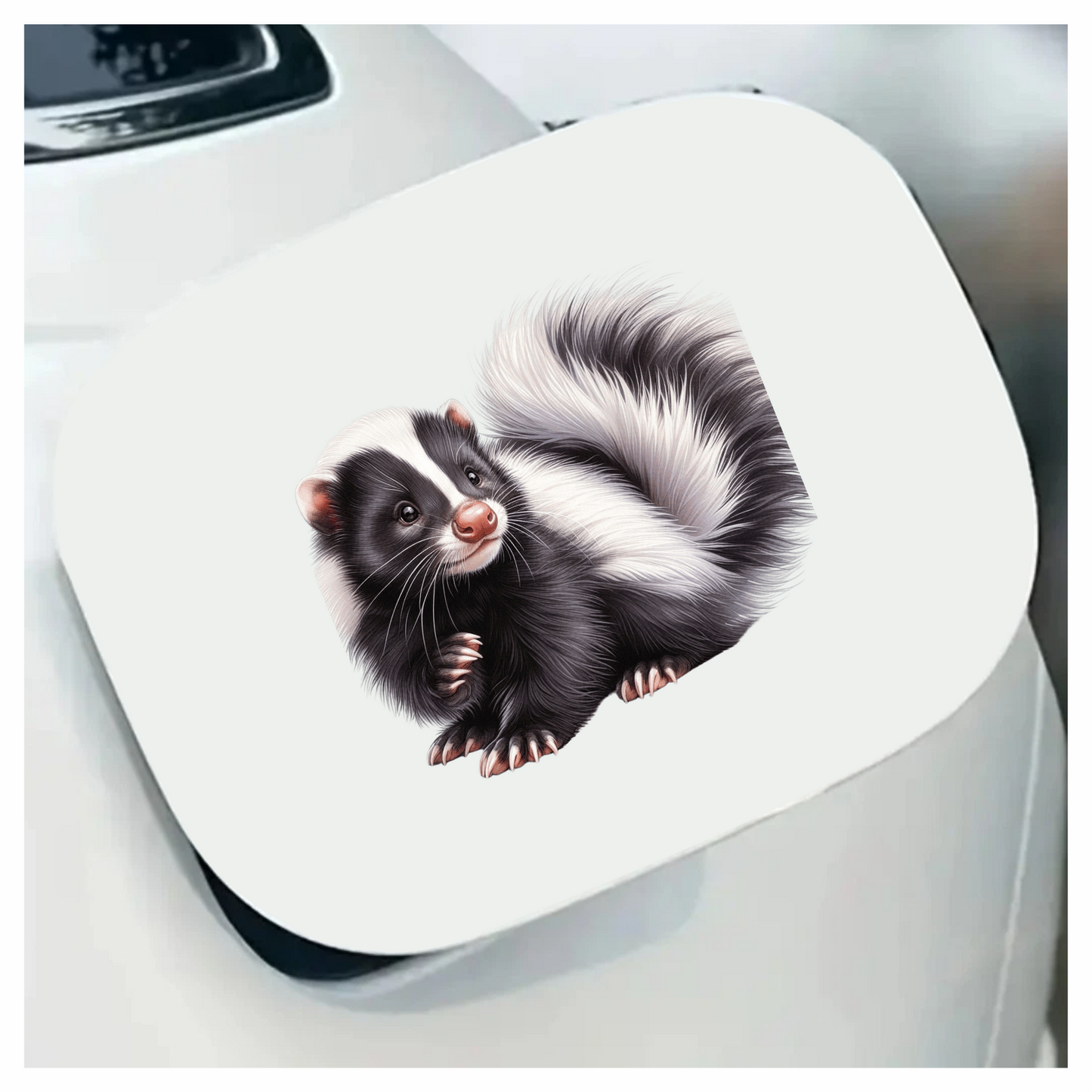 Skunk Black White Fur Tail Vinyl Sticker Decal