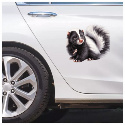 Skunk Black White Fur Tail Vinyl Sticker Decal