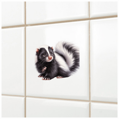 Skunk Black White Fur Tail Vinyl Sticker Decal