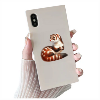 Ferret Brown Stripes White Fur Vinyl Sticker Decal