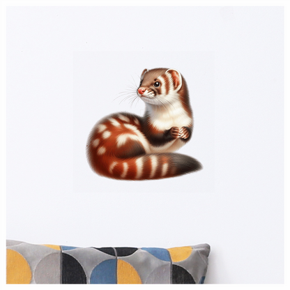 Ferret Brown Stripes White Fur Vinyl Sticker Decal