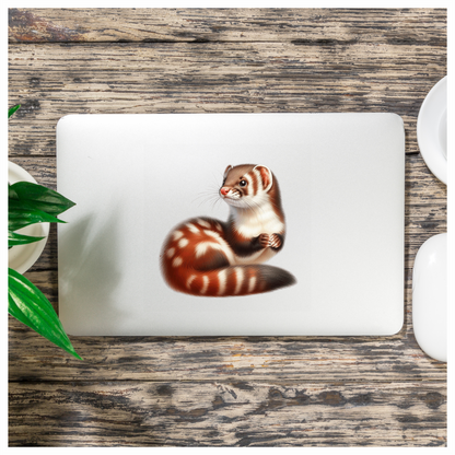 Ferret Brown Stripes White Fur Vinyl Sticker Decal