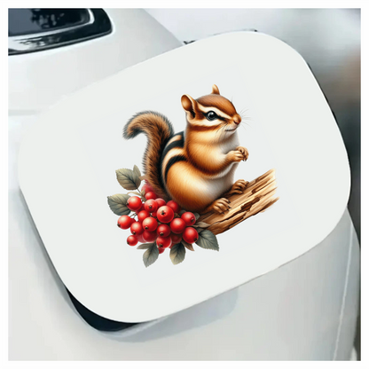 Chipmunk Red Berries Tree Log Brown Vinyl Sticker Decal