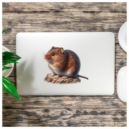 Brown Mouse On Wood Vinyl Sticker Decal