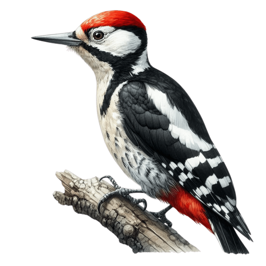 Woodpecker Red White Black Tree Vinyl Sticker Decal