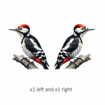 Woodpecker Red White Black Tree Vinyl Sticker Decal