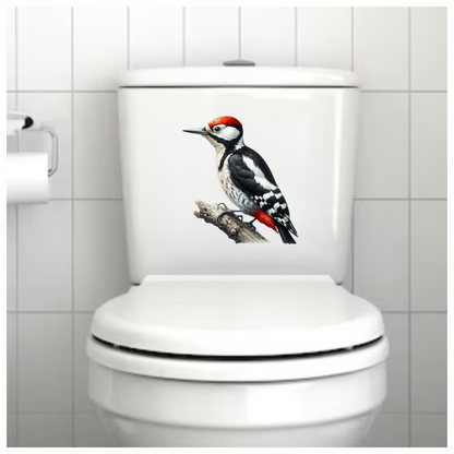 Woodpecker Red White Black Tree Vinyl Sticker Decal