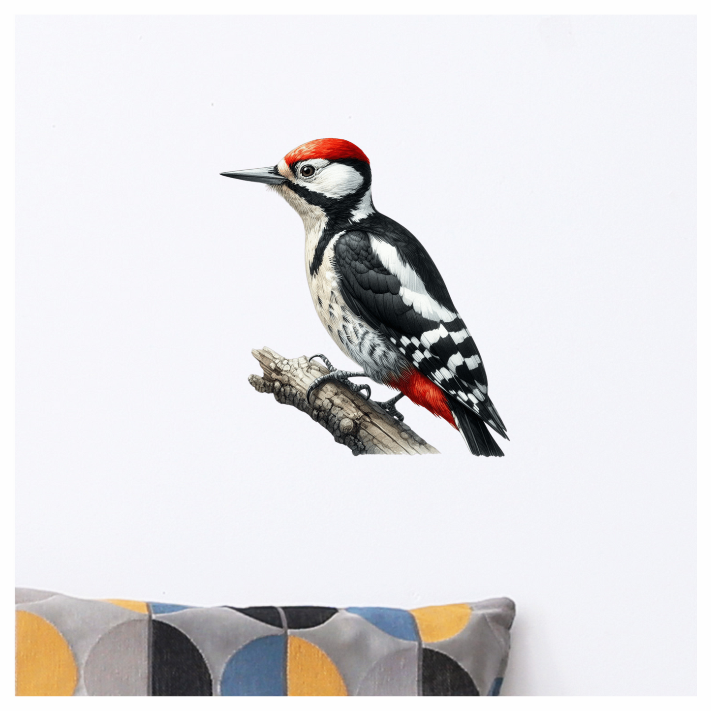 Woodpecker Red White Black Tree Vinyl Sticker Decal