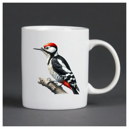 Woodpecker Red White Black Tree Vinyl Sticker Decal