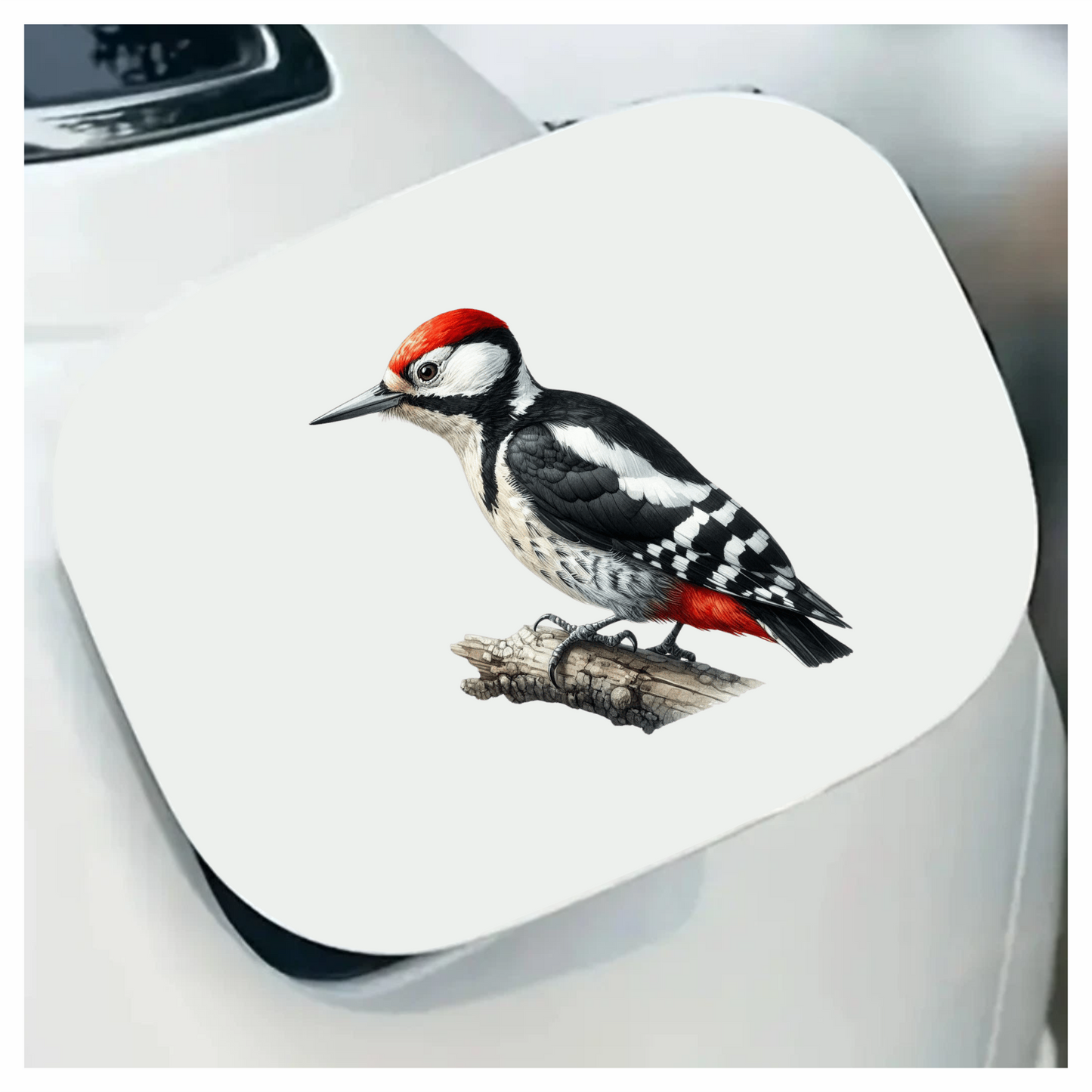 Woodpecker Red White Black Tree Vinyl Sticker Decal