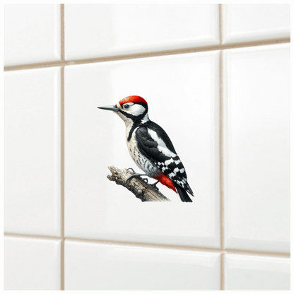 Woodpecker Red White Black Tree Vinyl Sticker Decal
