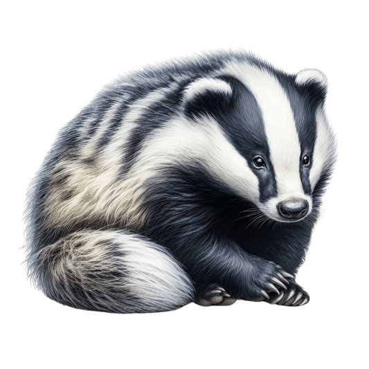 Badger Black White Fur Sitting Vinyl Sticker Decal