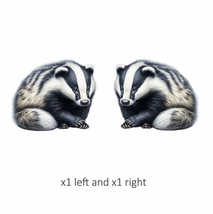 Badger Black White Fur Sitting Vinyl Sticker Decal
