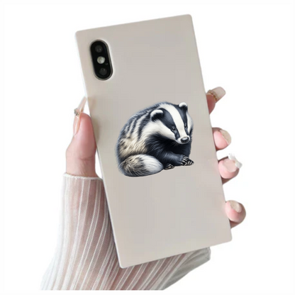Badger Black White Fur Sitting Vinyl Sticker Decal