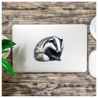 Badger Black White Fur Sitting Vinyl Sticker Decal