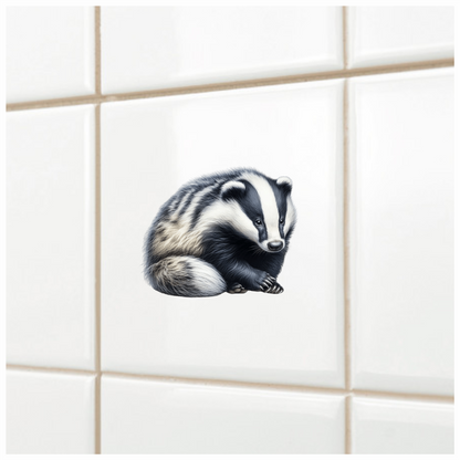 Badger Black White Fur Sitting Vinyl Sticker Decal