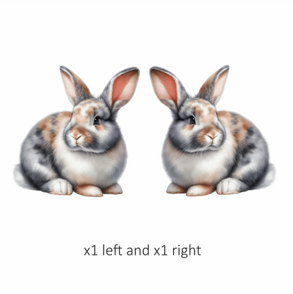 Rabbit Grey White Tan Vinyl Sticker Decal