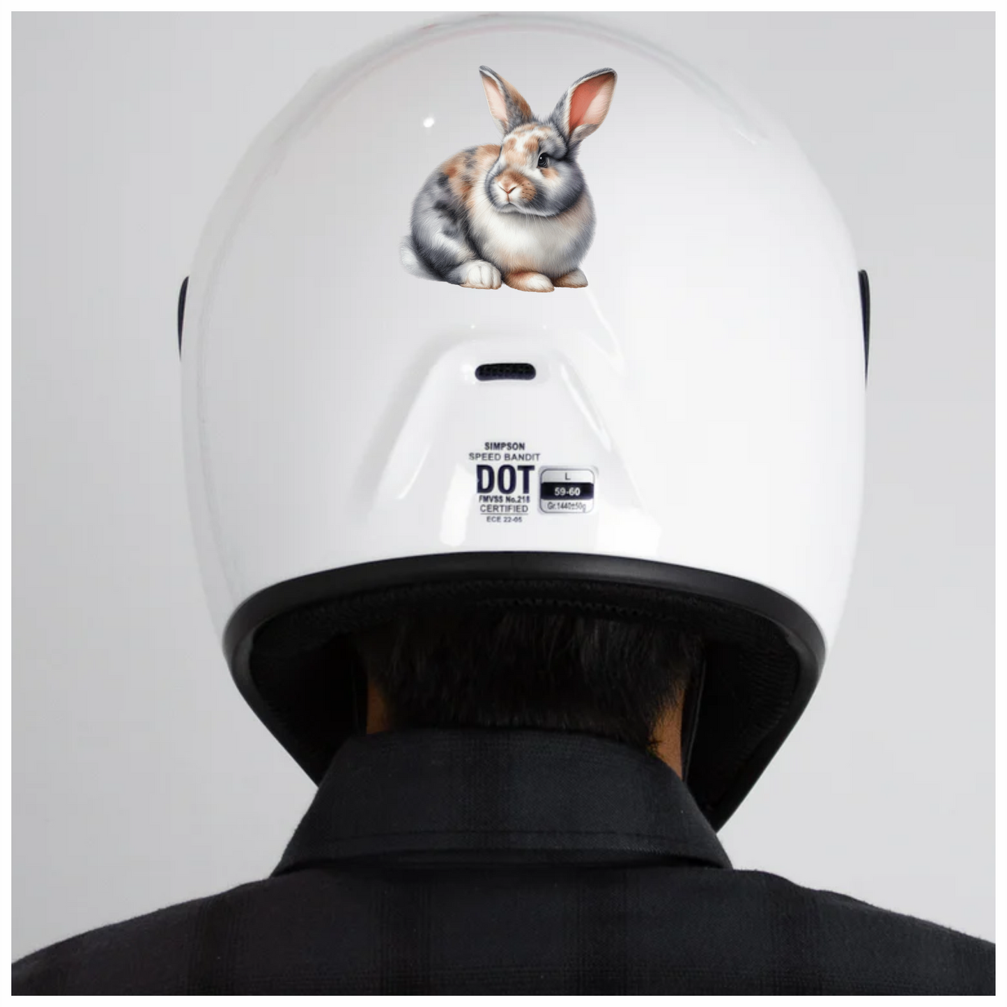 Rabbit Grey White Tan Vinyl Sticker Decal